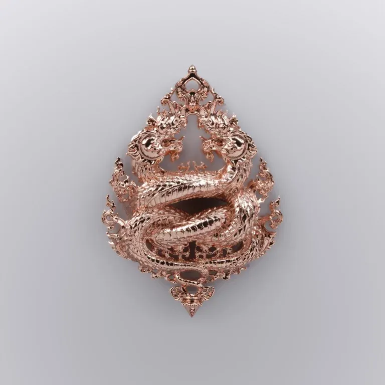 Rose-Gold (Nak) Plated - Phaya Naga Coin, Nak Kiao Edition - Highness Amulet