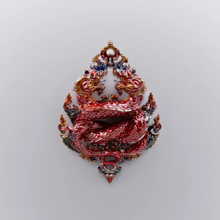 Nawa Alloy with Red Enamel - Phaya Naga Coin, Nak Kiao Edition - Highness Amulet