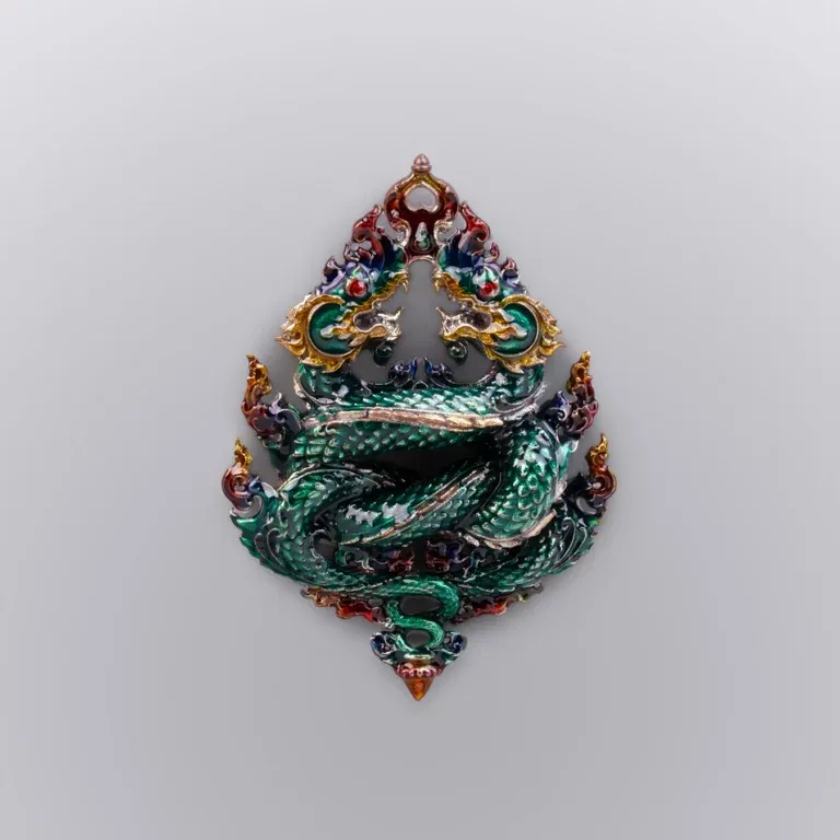 Nawa Alloy with Green Enamel - Phaya Naga Coin, Nak Kiao Edition - Highness Amulet