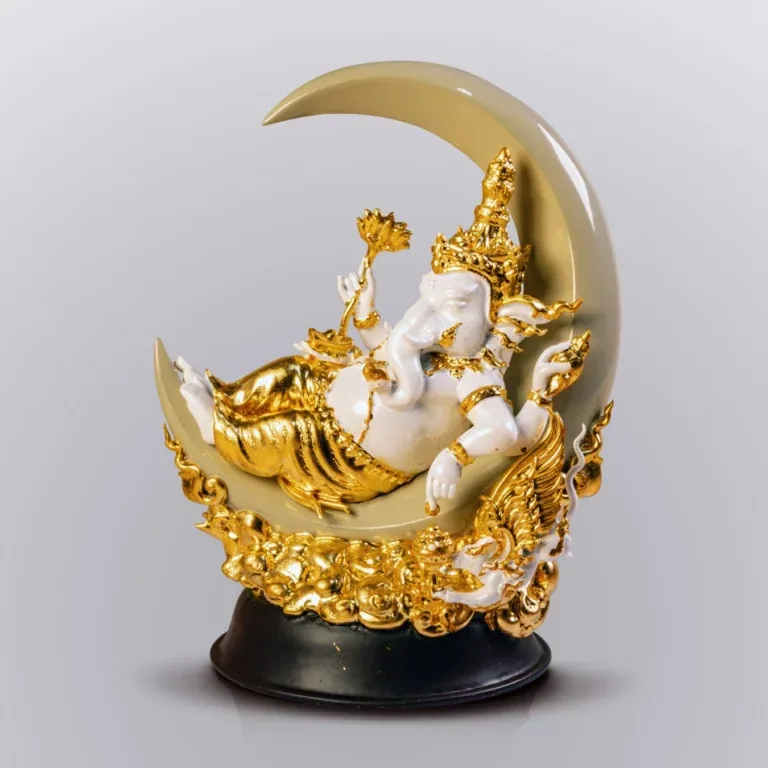 Ganesha, Three-Metal Painted Thong Thip Gold Alloy · 7 inches - Highness Amulet