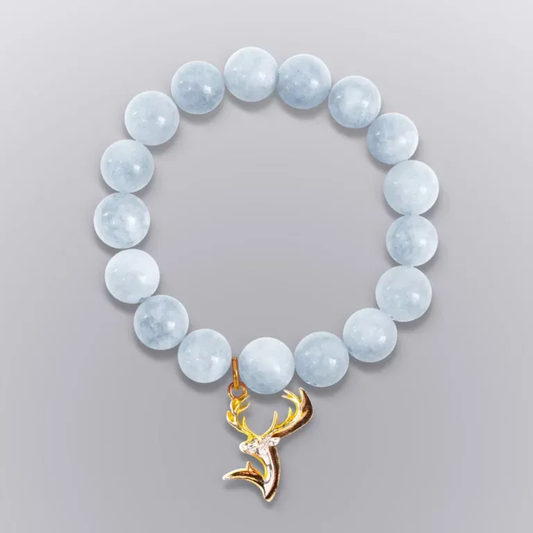 Deer Looking Back Sacred Stone Bracelet Two-Tone Gold and Silver - Highness Amulet