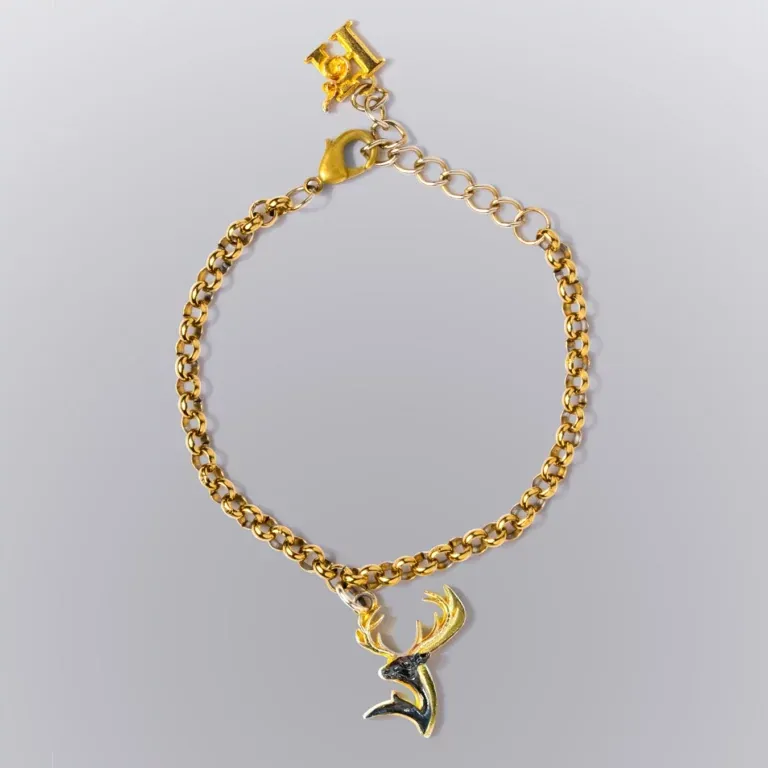 Deer Looking Back Chain Bracelet Brass - Highness Amulet