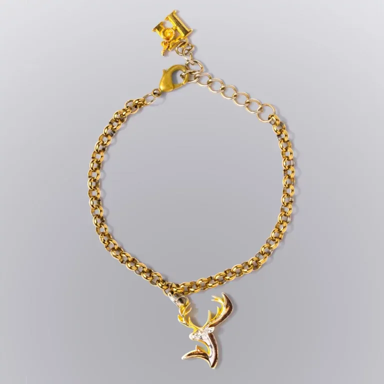 Deer Looking Back Chain Bracelet Two-Tone Gold and Silver - Highness Amulet