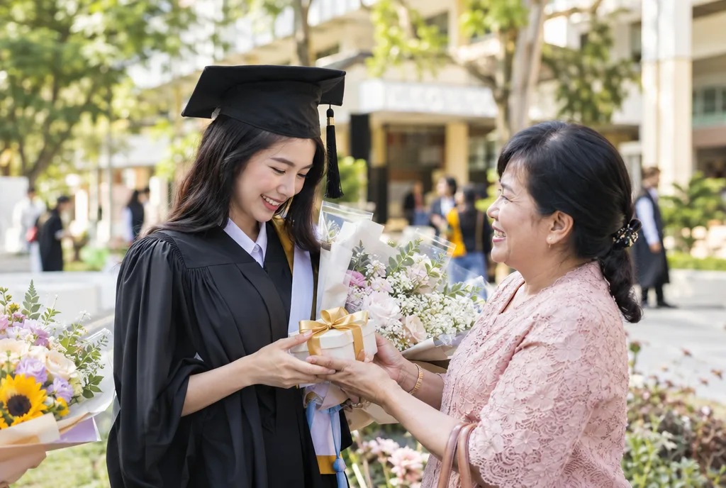 การมอบของขวัญมงคลแสดงความยินดีกับบัณฑิต