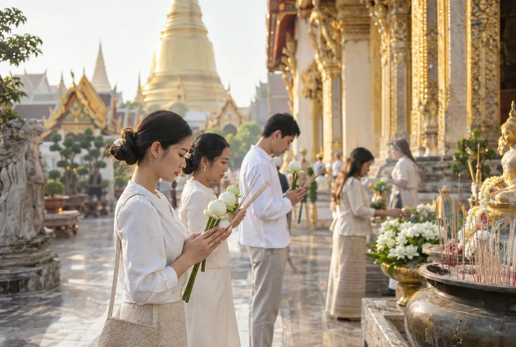 สายมูไหว้พระทำบุญที่วัดในกรุงเทพ บรรยากาศอบอุ่นยามเช้า