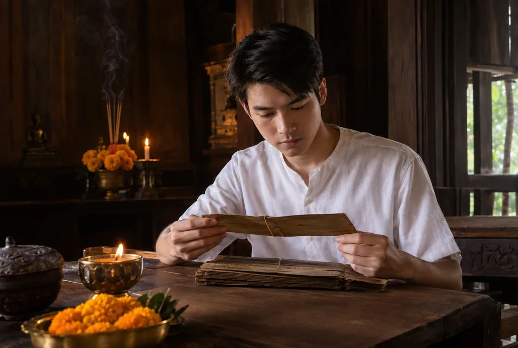 คนรุ่นใหม่ศึกษาตำรายันต์โบราณอย่างตั้งใจ สื่อถึงการเลือกยันต์โสรฬมงคลอย่างเข้าใจ